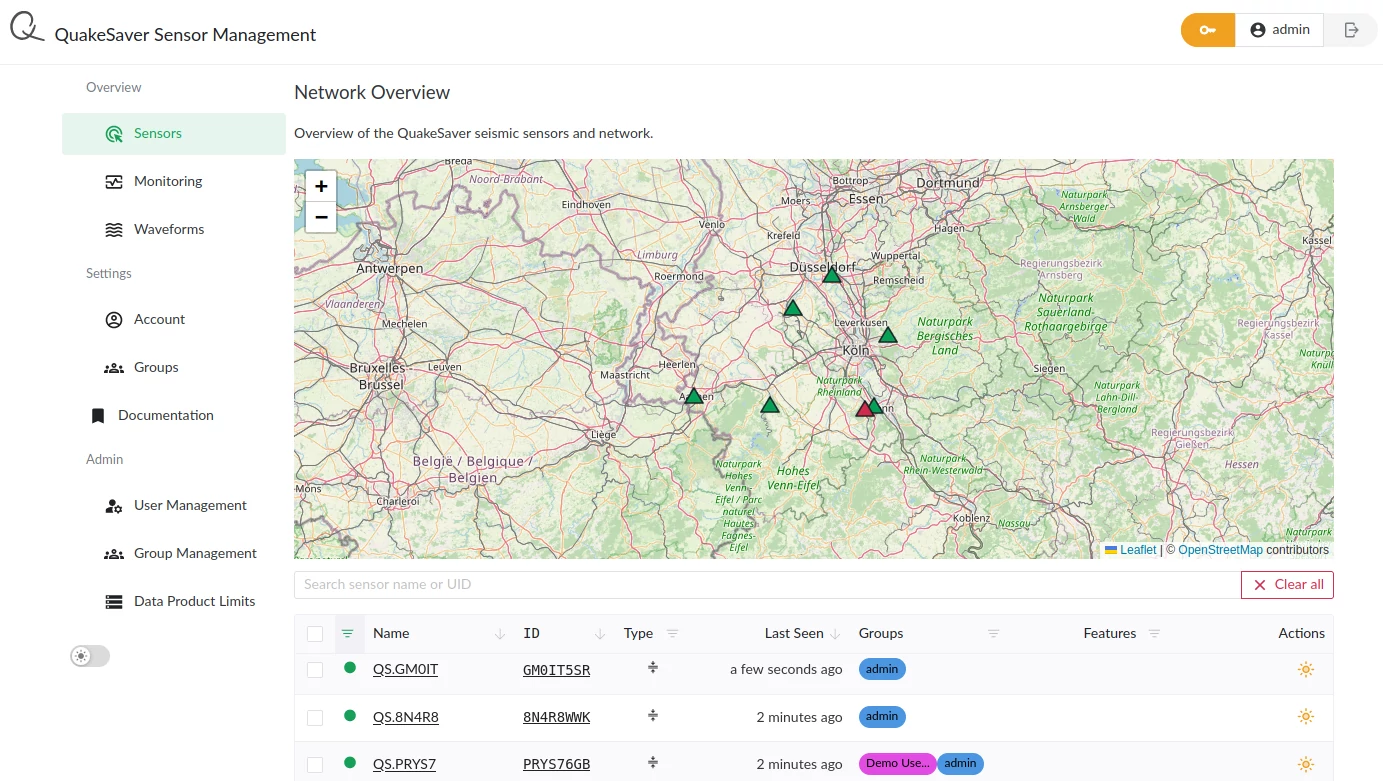 Remote sensor fleet management dashboard
