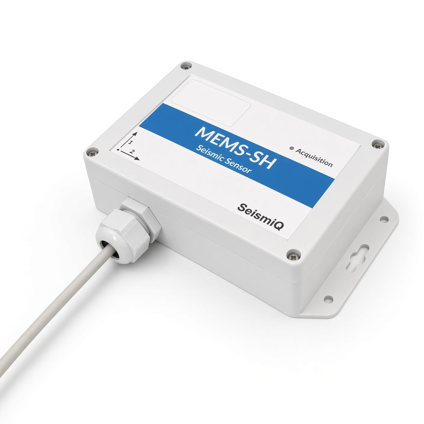 SeismiQ MEMS-SH seismic sensor with PoE Ethernet cable.